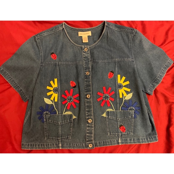 Jean Button Down Top - Picture 3 of 5